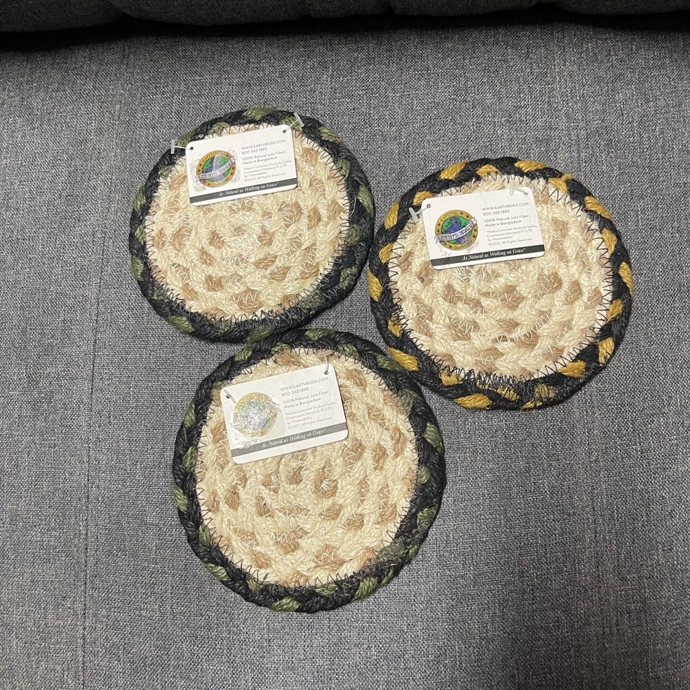 Earth Rugs Round Hand Stenciled Coasters - Picture 7 of 7